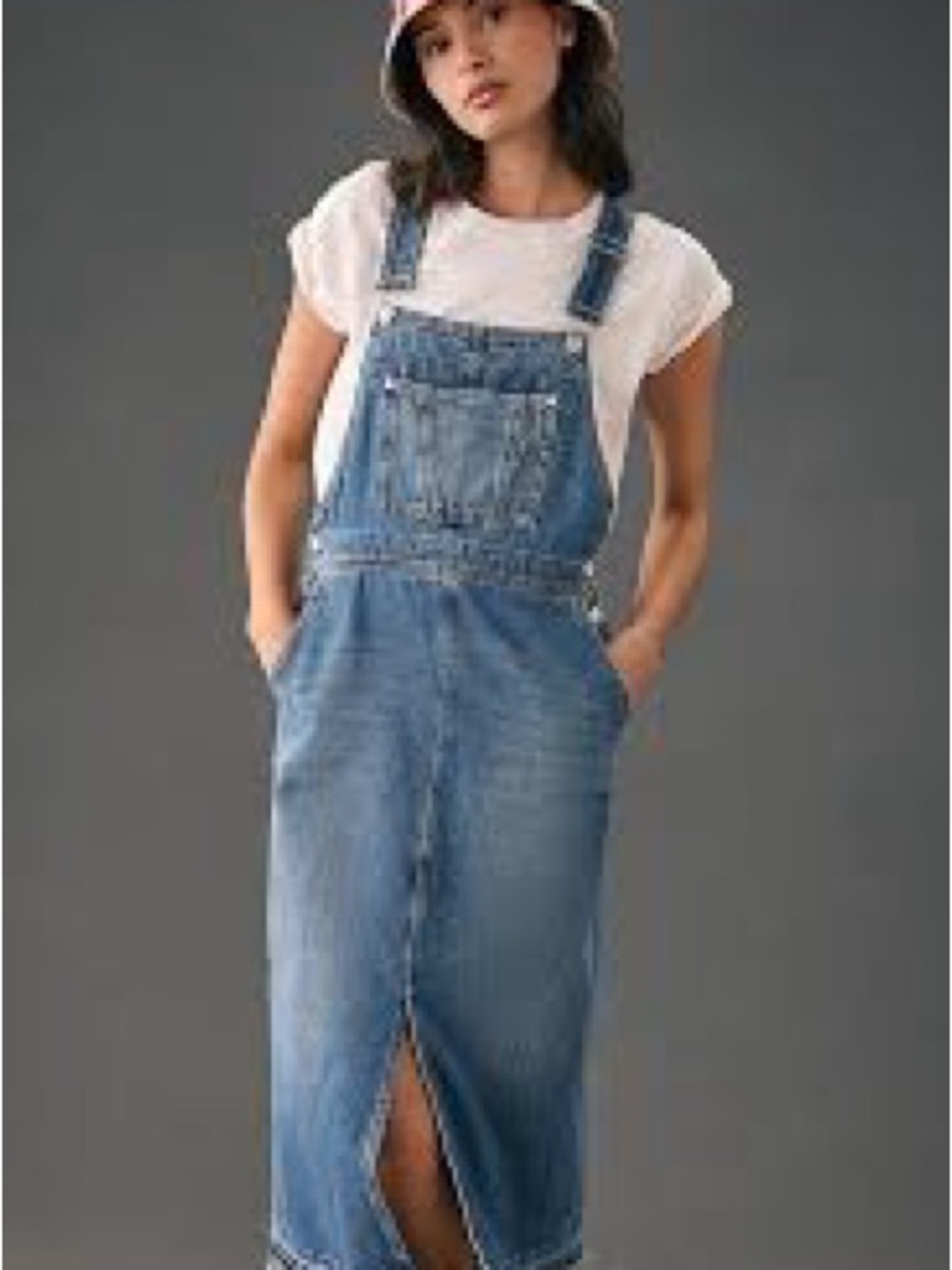 Pilcro Blue Denim Overall Midi Dress